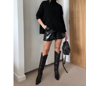 Minimal knee high cowboy boots Zara 6 Sold out online leather